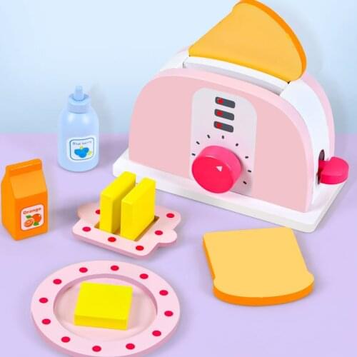 Wooden Play House Kitchen Toy Simulation Bread Machine Juicer Coffee Machine Cut Vegetables and Fruits Set Cognitive Toys Gifts