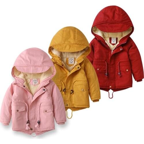 Children Clothes Winter Jackets Girls Boys Swallowtail Hooded Boys Cotton Padded Jacket With Plush Thick Cotton Coat For 3-10y