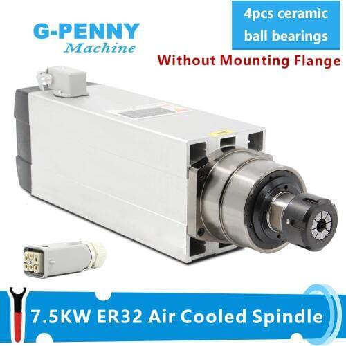 New Arrival!220v 380v 7.5KW ER32 CNC Air Cooled Spindle Motor Without Mounting Flange 300Hz 4pcs Bearings 18000rpm wood working