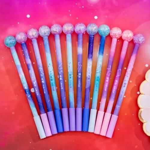 Twelve Constellation Pen Gel Pen Kawaii Stationery Cute Pens Novelty Student Gel Pens Black Signing Pen Kawaii School Supplies