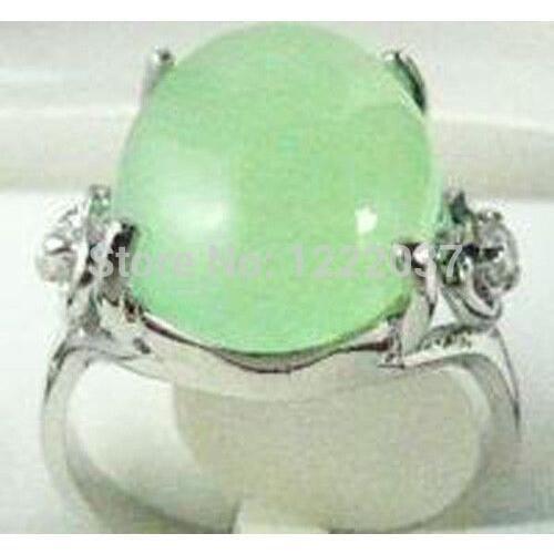 Vogue Carved heart Light Green stone Crystal Unisex jewelry Ring size: 7 8 9