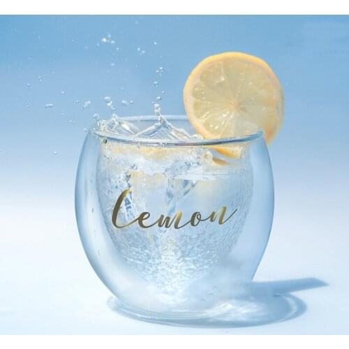 Creative Summer Cups Lemon Cup Glass Double Layer Cup Juice Drink Cup Coffee Mug Shot Glass Wine Glass For Drinks Glass Mug