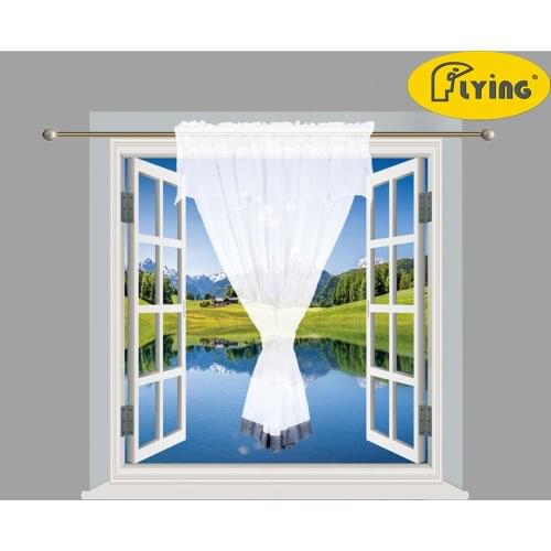 Flying Modern Short Window Kitchen Tulle Voile Curtain for Living Room with sepcial lace side