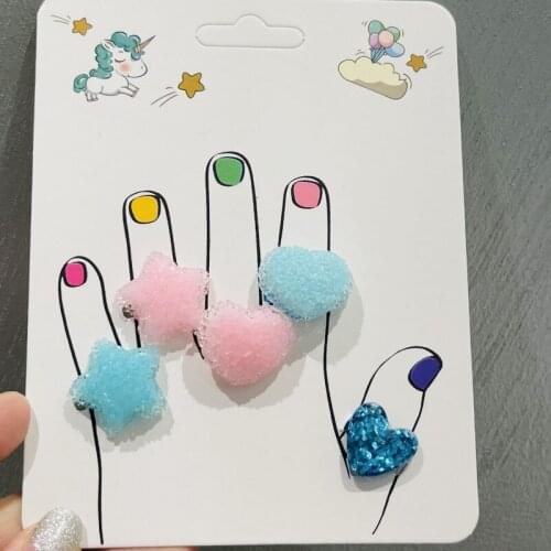 1Pcs Love Cute Sweet Kids Rings Heart-shaped Stars Children Ewelry Fashion Multicolor Ring Girls Gifts Princess Decoration Kinds