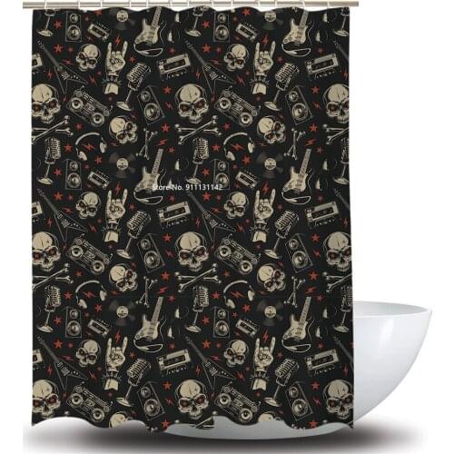 Cartoon Cute Skull Print Shower Curtain Bathroom Sea Water Mildew Anti Peeping 3D Bathtub Partition Curtain