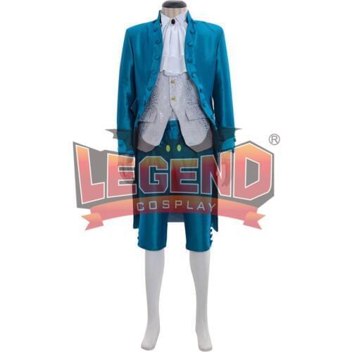 18th Century rococo colonial men fashion outfit men blue Frockcoat 1700s men medieval cosplay costume