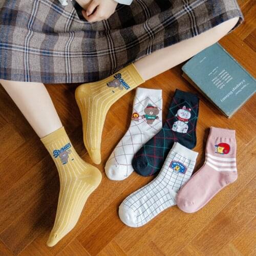 Womens Socks All Season Cute Cartoon Printing Cotton Designer High Quality Japanese Fashion Kawaii Girl Funny Socks