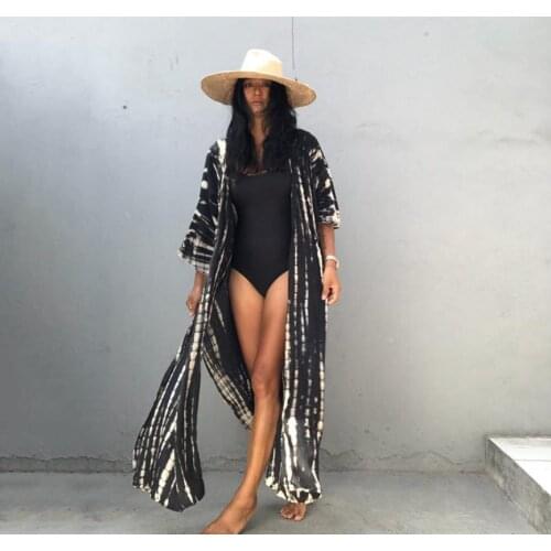2021 New Womens Summer Beach Bikini Cover-ups Hooded Cardigans Long Coats Pool Party Printed Long Dress Swimsuits Beachwear