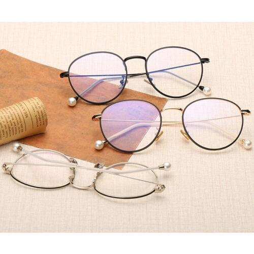 Blue Light Computer Glasses Frame Gaming Glasses Spectacle Women Men Of Metal And Vintage Eyeglasses Round Full-Rim eyewear