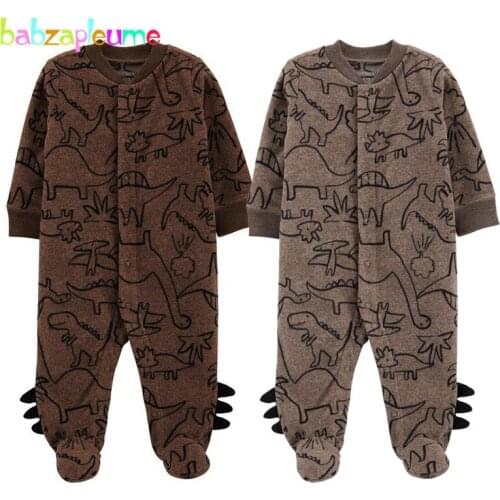 Fall Winter Newborn Boys Clothes Cartoon Cute Print Fleece Warm Long Sleeve Cotton Toddler Romper Baby Boutique Clothing BC2070