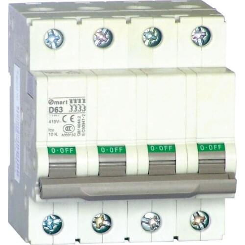 OSMC65H4C16 OSMC65H-C16A/4P 415VAC | 16A | C | 4P OSMC65H Miniature circuit breaker, 4P, C curve, 16A, 415V, Icu=10kA, M5