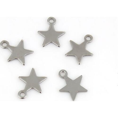 DoreenBeads Fashion Stainless Steel Pendant Charms Pentagram Star Silver Color Jewelry Findings Components 11mm x 9mm, 10 PCs