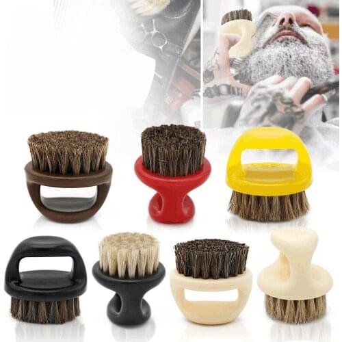 Portable Ring Barber Beard Brush Horse Bristle Hair brushes Salon Face Cleaning Men Hair Boar Beard Shaving Brush