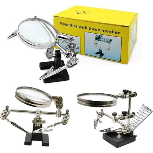 Adjustable 360 Degree Rotating Soldering Stand Helping Third Hand Tool With Welding Magnifying Glass 2 Alligator Clips For Toys