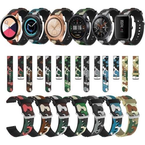 22mm band For Samsung Galaxy watch 46mm 42mm band silicone active 2 gear S3 Frontier strap Camouflage for amazfit bip gts