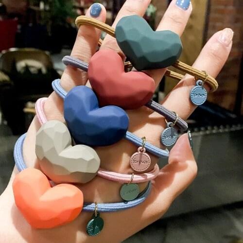 Big Sweet Heart Elastic Hair Band Korea Hair Tie Hair Accessories For Women Crystal Rubber Band For Hair Scrunchies