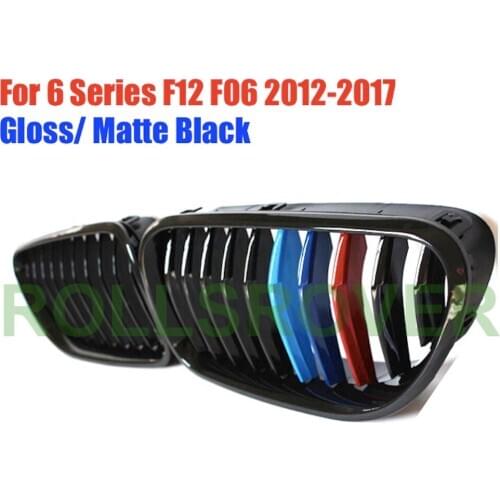 ROLLSROVER Front Bumper Grille Grill For 6 Series F12 F06 2012-2017 3 Colors Single Strip Car Performance