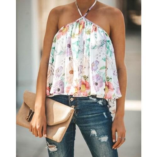 Silky Cropped Top Fashion Long Lantern Sleeve V-Collar 2021 Womens Halter V-neck Wrapped Chest Print Top Chiffon Shirt