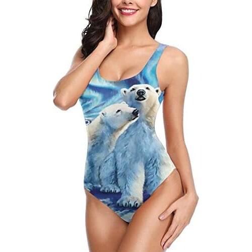 One-Piece Swimsuits For Women Polarbears Couple Backless Bikini Sexy Summer Pool Swimwear High Waisted Bikini plus size