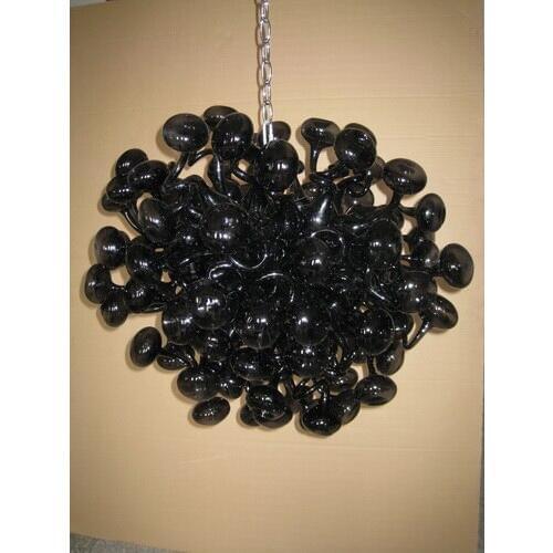 Modern Hand Blown Glass Black Chandelier Ball Light
