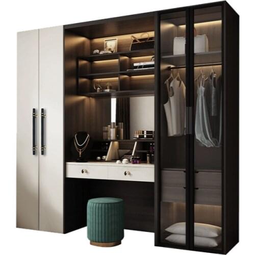 Modern Wardrobe Dressing Table One-Piece Custom Tempered Glass Light Included Large close