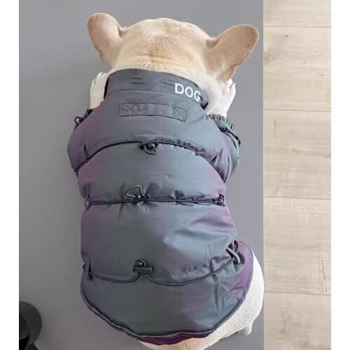 French Bulldog Pug Reflective Down Jacket Pet Dog Puppy Snowsuit Winter Warm Clothing Sweater For Small Medium Dogs Coat LDC35