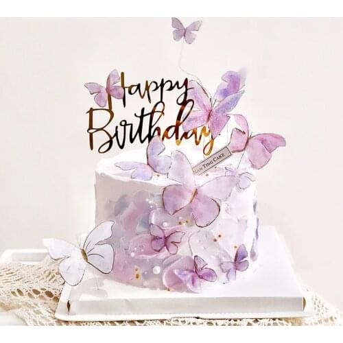 Creative Butterfly Rainbow Cake Topper Birthday Wedding Cake Decoration Baking Party Favor Wedding Supplies