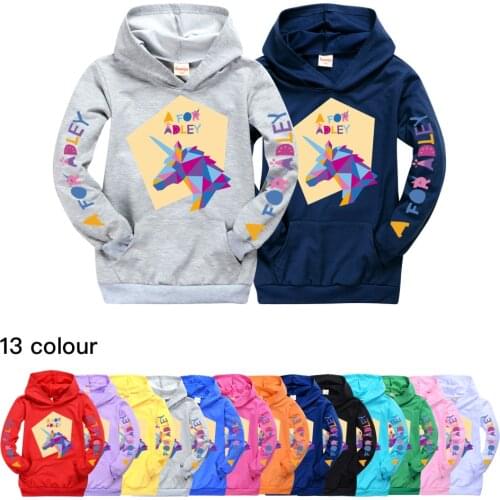 Spring and Autumn Fashion long T-Shirt Unicorn Hooded top boys and girls Tops Base O-neck A for Adley Funny Girls long Tshirt