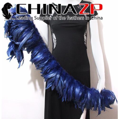CHINAZP Factory Mardi Gras Decorations Solid Color Dyed NAVY Strung Natural Bleach Coque Tails Feathers
