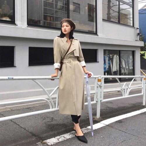 Womans Long Windbreaker Elegant Women Clothes Outwears Spring Autumn Trench Coat Ladies High Street Overcoat Trench Females