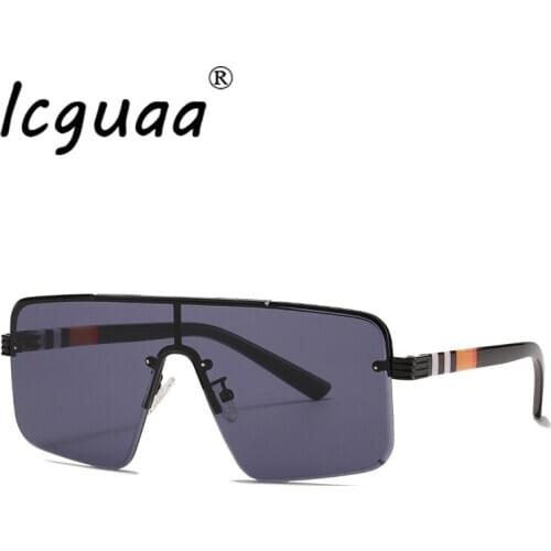 Fashion Oversized Semi Rimless Sunglasses Big Frame Metal Gradient Lens Shades Flat Top Female Gafa De Sol