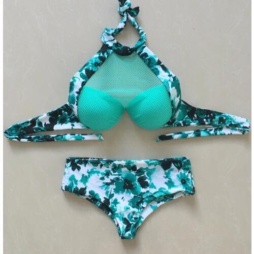 Girls High Neck Bikini Push Up Beach Bikinis Women Halter Swimsuit Monokini Summer Bathing Suit Maillot De Bain Swimwear E696