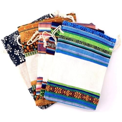 10*14cm 5pcs New Arrival Jewelry Cotton Bag Drawstring Stripe Design Cotton Bags Christmas Gift Candy Bag Drawable Pouches