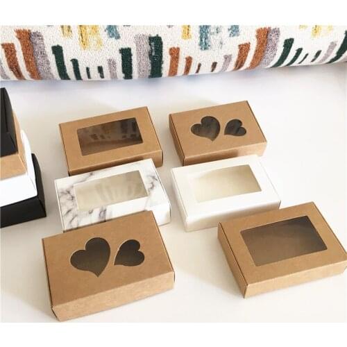 100 Pieces Of Kraft Paper Wedding Gift Box Biscuit Candy Box Birthday Party Supply Accessory Packing Box
