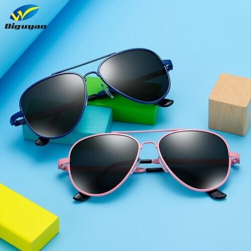 DIGUYAO 2019 Vintage Children pilot Sunglasses Metal Frame Polarized TAC Lenses Sun Glasses for Children Kids Eyewear