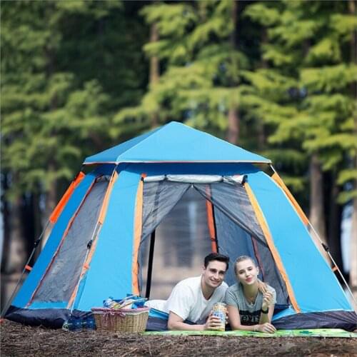 3-4Person Quick Automatic Opening Camping Tent Double Layer Backpacking Tent Waterproof Portable Outdoor Travel Tent Sun Shelter
