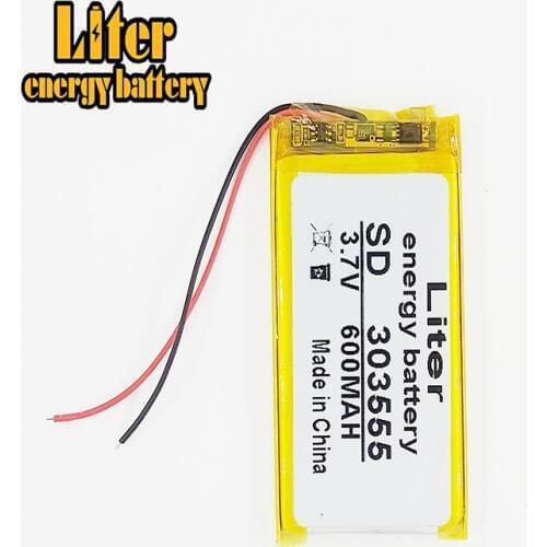 3.7V 600mAh 303555 Lithium Polymer Li-Po li ion Rechargeable Battery cells For Mp3 MP4 MP5 GPS mobile bluetooth