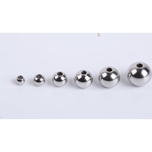 3-8mm Lot Stainless Steel Bracelet Big Hole Beads Necklace Separated Loose Space Bead DIY Beaded Jewelry Accessories 100/10PCS
