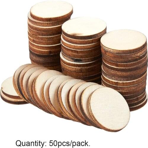 50pcs/lot Round Natural Centerpieces Unfinished Wood Slices DIY Craft Home Rustic Painting Card Making Blank Ornaments #63