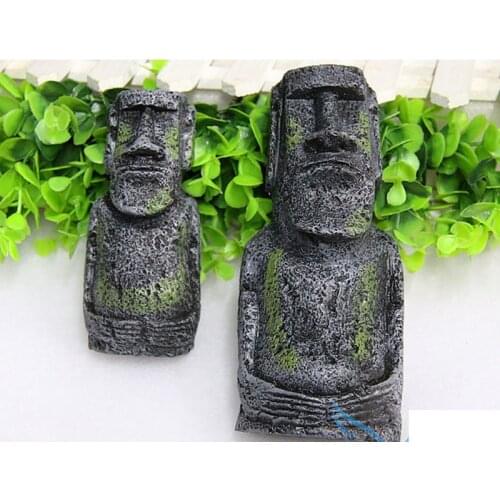 Aquarium Accessories Decoration Reptile Decoration Easter Island Stone Statue Resin Landscaping Crafts Aquarium Box Ornament