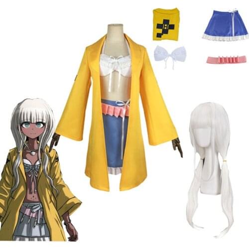 Anime Danganronpa V3 Angie Yonaga Cosplay Costume Long Wig Top Skirt Trench Halloween Christmas Party Suit Halloween Cos Costume