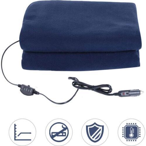 Car Supplies Winter Hot Navy Blue Fleece 12v 135cm Switch Control Car Constant Temperature Heating Blanket Car Electric Blanket