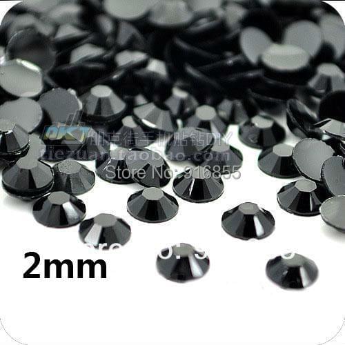Free shipping Wholesale small size 2mm 30000pcs/bag Black Resin Flatback rhinestones,nail art rhinestones,DIY decoration