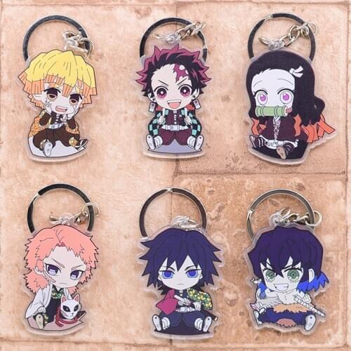 2020 New Demon Slayer Keychain Kimetsu no Yaiba Key Ring Double Sided Acrylic Key Chain Anime Accessories Cartoon Hot Sale