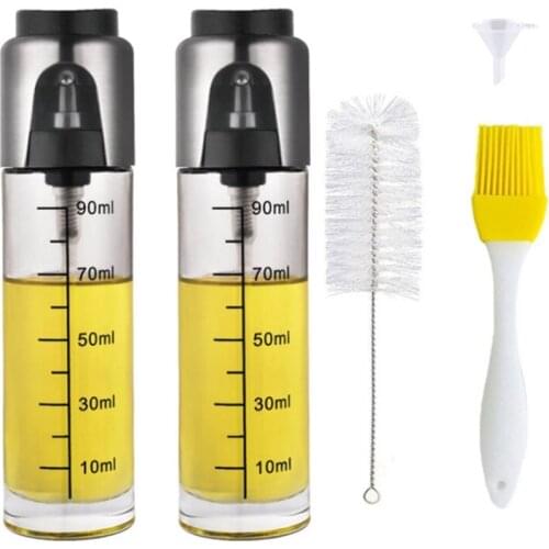Oil Sprayer Bottle 90 Ml, Pack of 2 Oil Sprayer Bottle with Tube Brush and Fennel Oil Spray Bottle Trigger Oil Sprayer