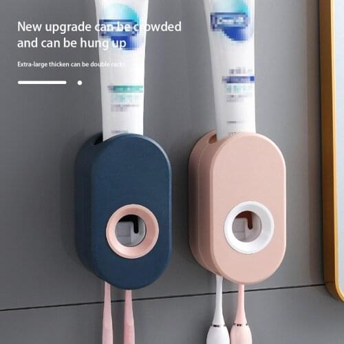 Toothpaste Dispenser Automatic Toothpaste Squeezer Bathroom Wall Mounted Dust-proof Toothbrush Holder Hanger Storage Rack