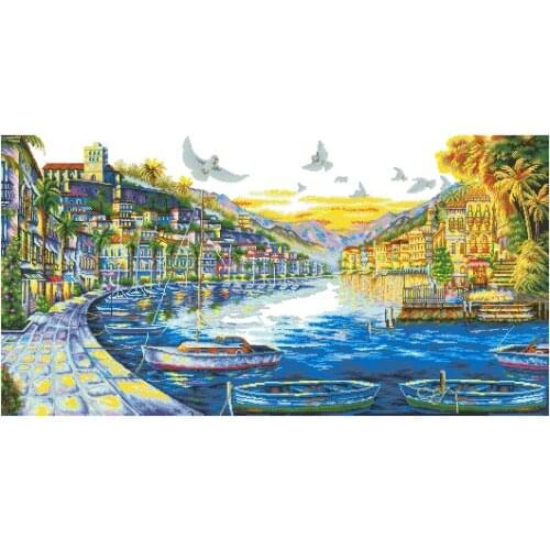 Cross stitch Handmade 14CT Counted Canvas DIY,Cross-stitch kits,Embroidery -110505 Riverside landscape 106-59