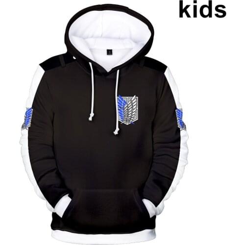 2 To 14 Years Kids Hoodies Anime Attack On Titan Hoodie Cosplay Sweatshirt Boys Girls Harajuku Personality Children Clothes