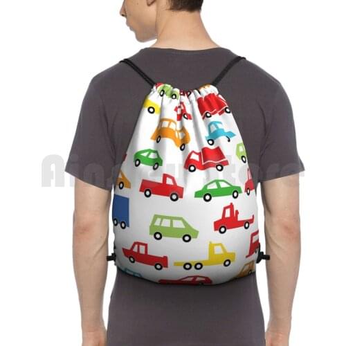 Toy Car Pattern-Automobile Illustration Backpack Drawstring Bags Gym Bag Waterproof Cars Car Icon Seamless Pattern Set