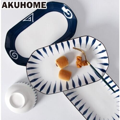 Ceramic Plates Long Fish Dishes Japanese Style Dinnerware Creative Dish New Steamed Fish Dish Domestic Household Tableware